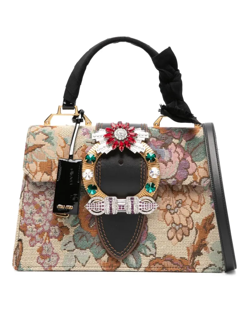 Miu Miu floral embellished shoulder bag - Nude Nude