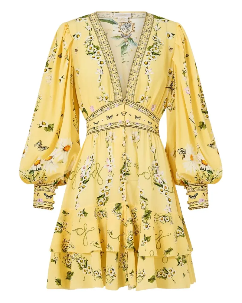 Camilla Geknöpftes Minikleid mit Rüschen - Gelb Gelb