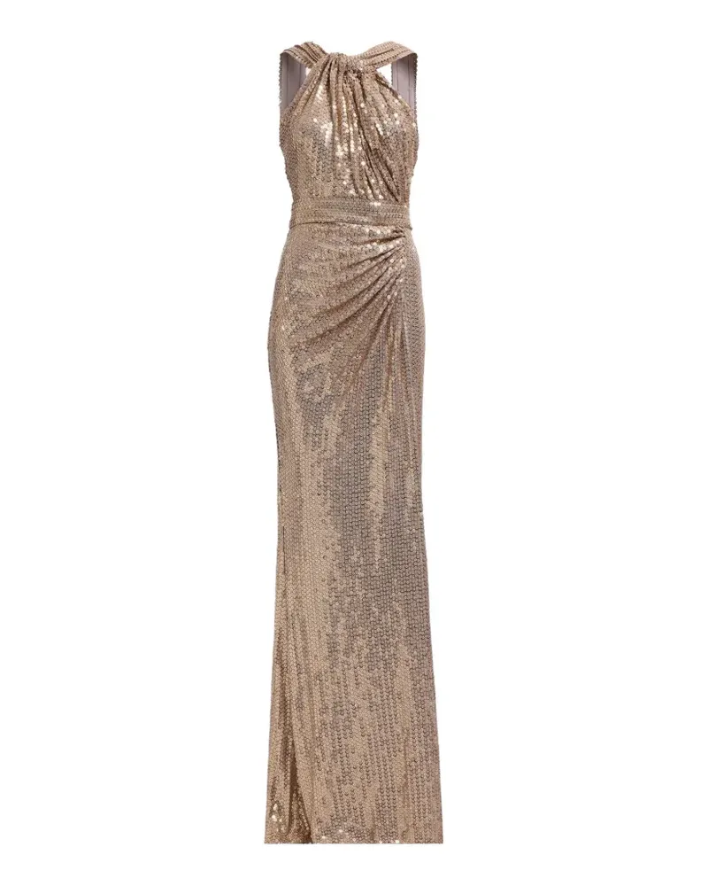 Elie Saab sequin-embellished draped maxi dress - Gold Gold