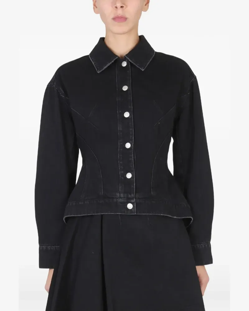 Alexander McQueen Jeansjacke mit spitzem Kragen - Schwarz Schwarz