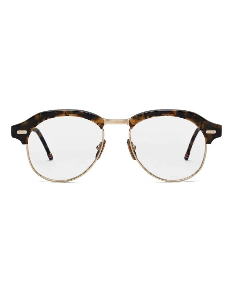 Thom Browne tortoiseshell-effect pilot glasses - Braun Braun