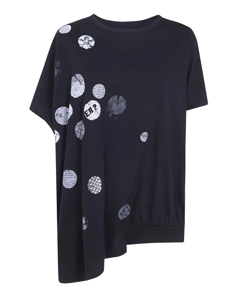 Yohji Yamamoto Angel graphic-print asymmetric T-shirt - Schwarz Schwarz