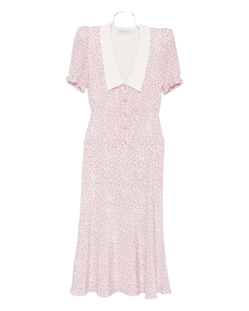 Alessandra Rich Midikleid mit Blumen-Print - Rosa Rosa