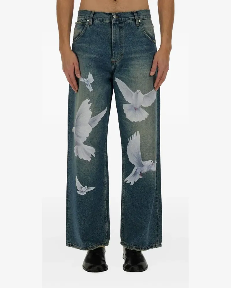 3PARADIS Freedom Doves Straight-Leg-Jeans - Blau Blau
