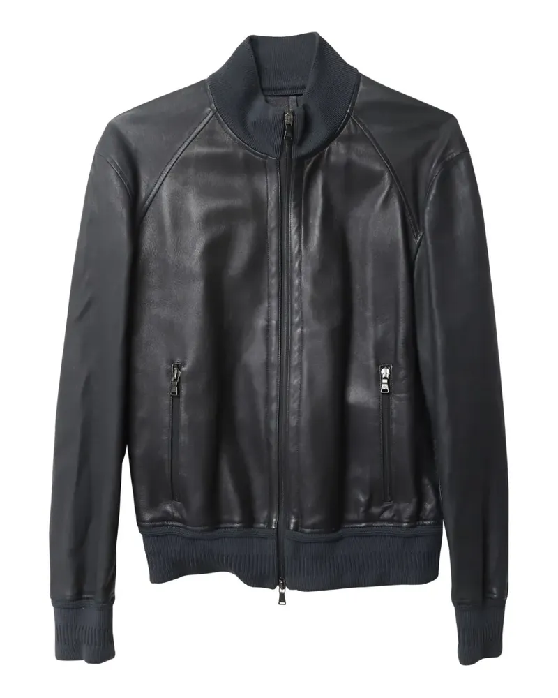 Neil Barrett zip-up leather bomber jacket - Schwarz Schwarz