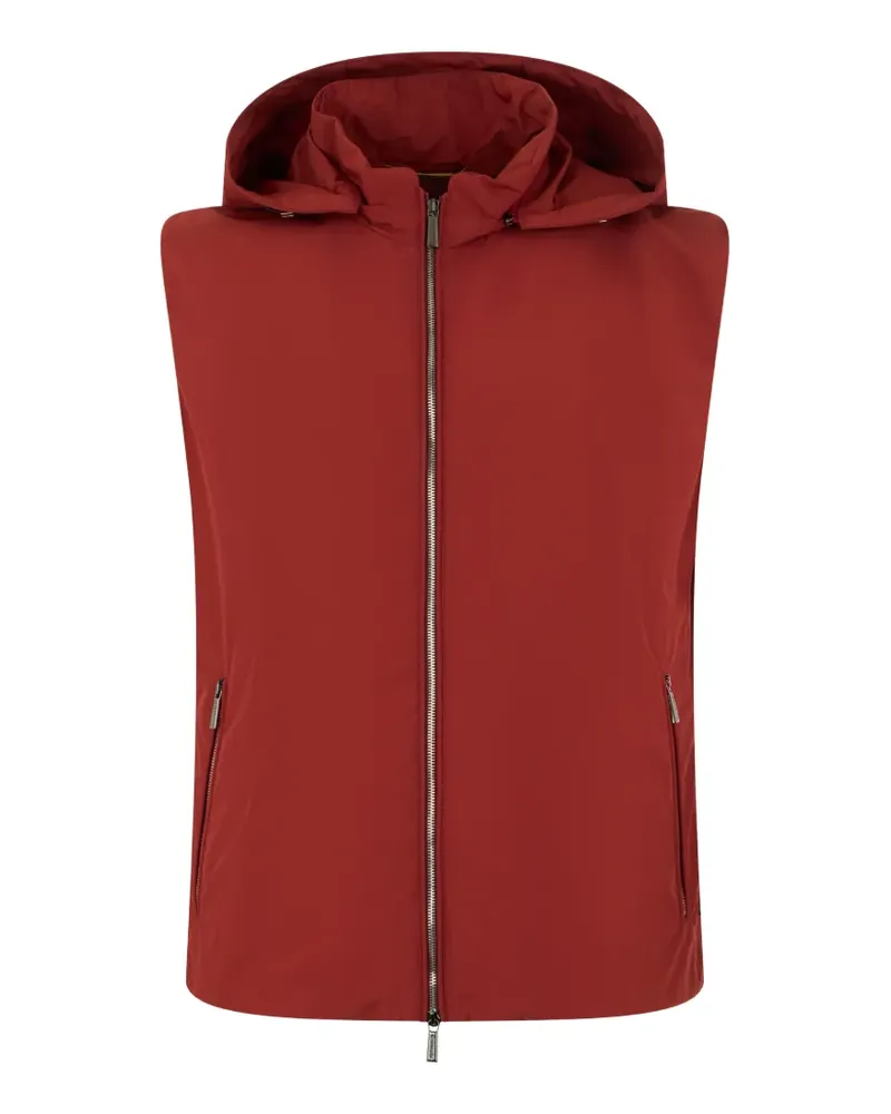 MOORER hooded zip-up vest - Rot Rot