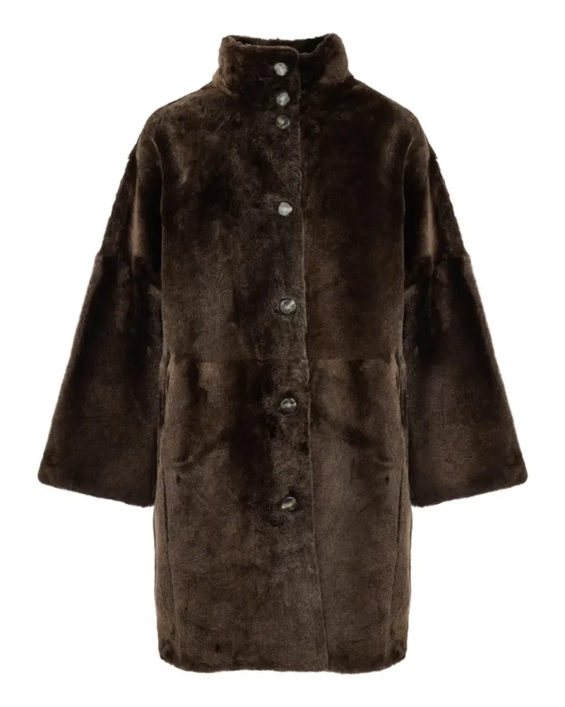 Yves Salomon Shearling-Mantel im Oversized-Look - Braun Braun