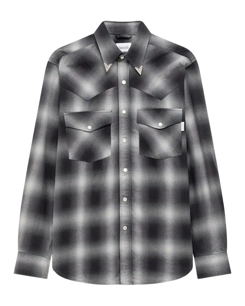 Amish Texaco Westernhemd mit Karomuster - Schwarz Schwarz