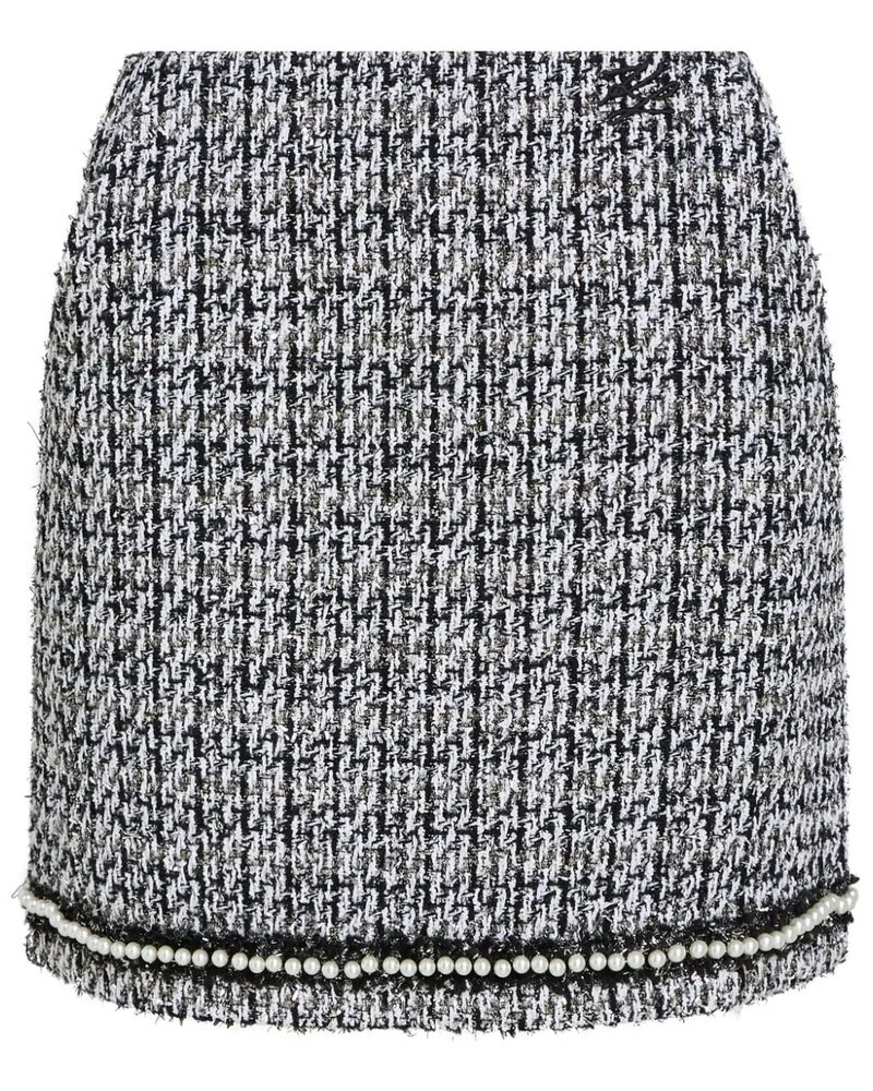 Karl Lagerfeld Bouclé-Minirock mit Perlendetail - Schwarz Schwarz