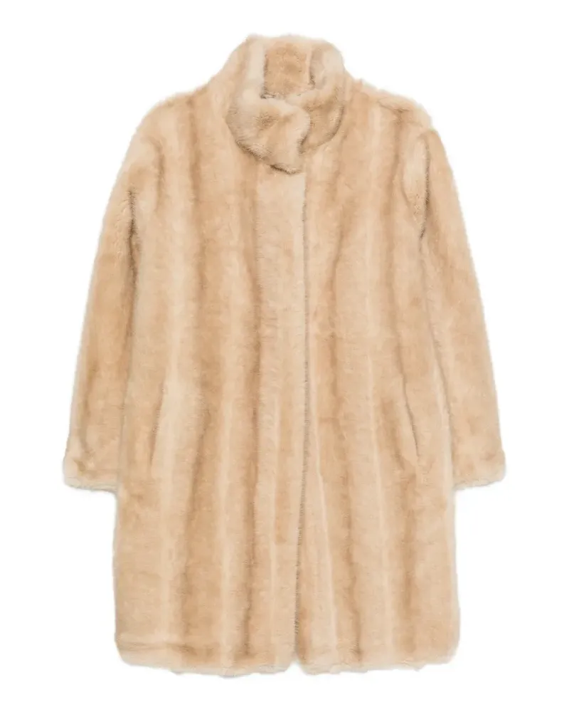 APPARIS faux-fur mid-length coat - Nude Nude