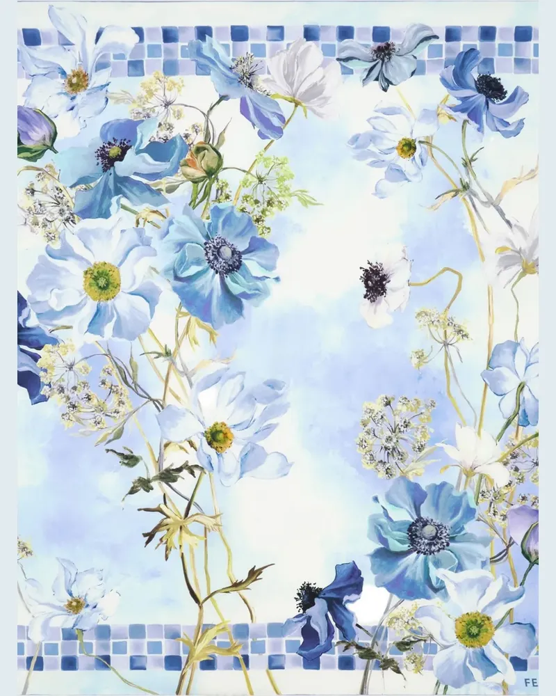 Ferragamo Seidenschal mit Fiori-Print - Blau Blau