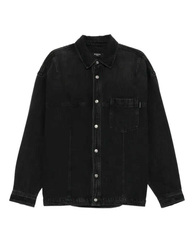 SONGZIO Jeanshemd mit Logo-Stickerei - Schwarz Schwarz