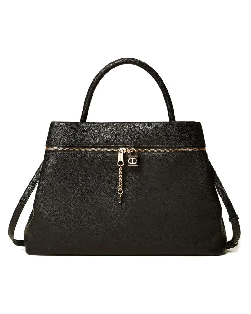 Twin-Set Tote Bag mit Reißverschluss - Schwarz Schwarz