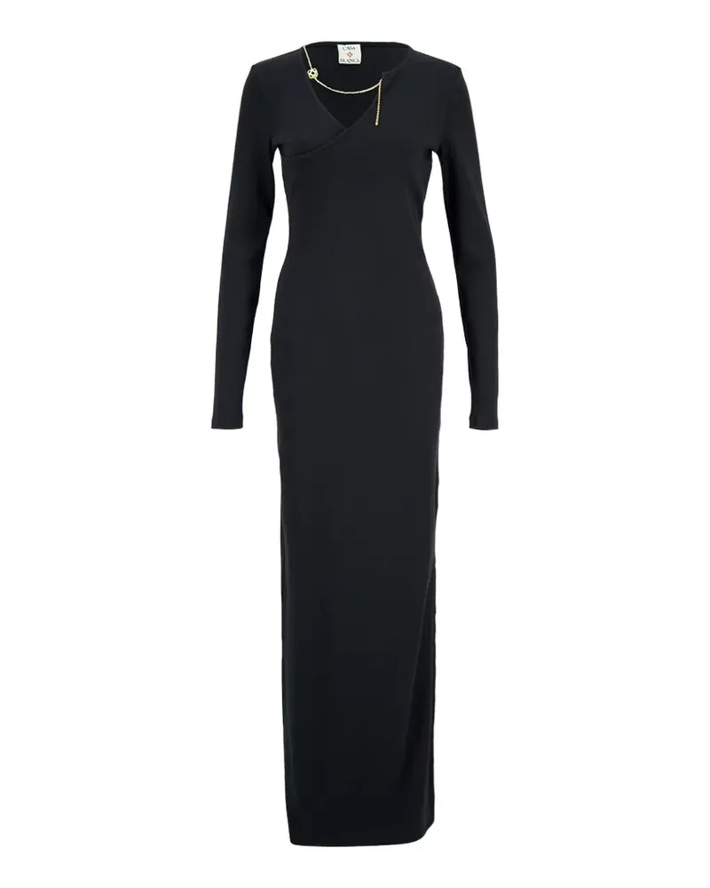 Casablanca Paris jewellery-embellished ribbed maxi dress - Schwarz Schwarz