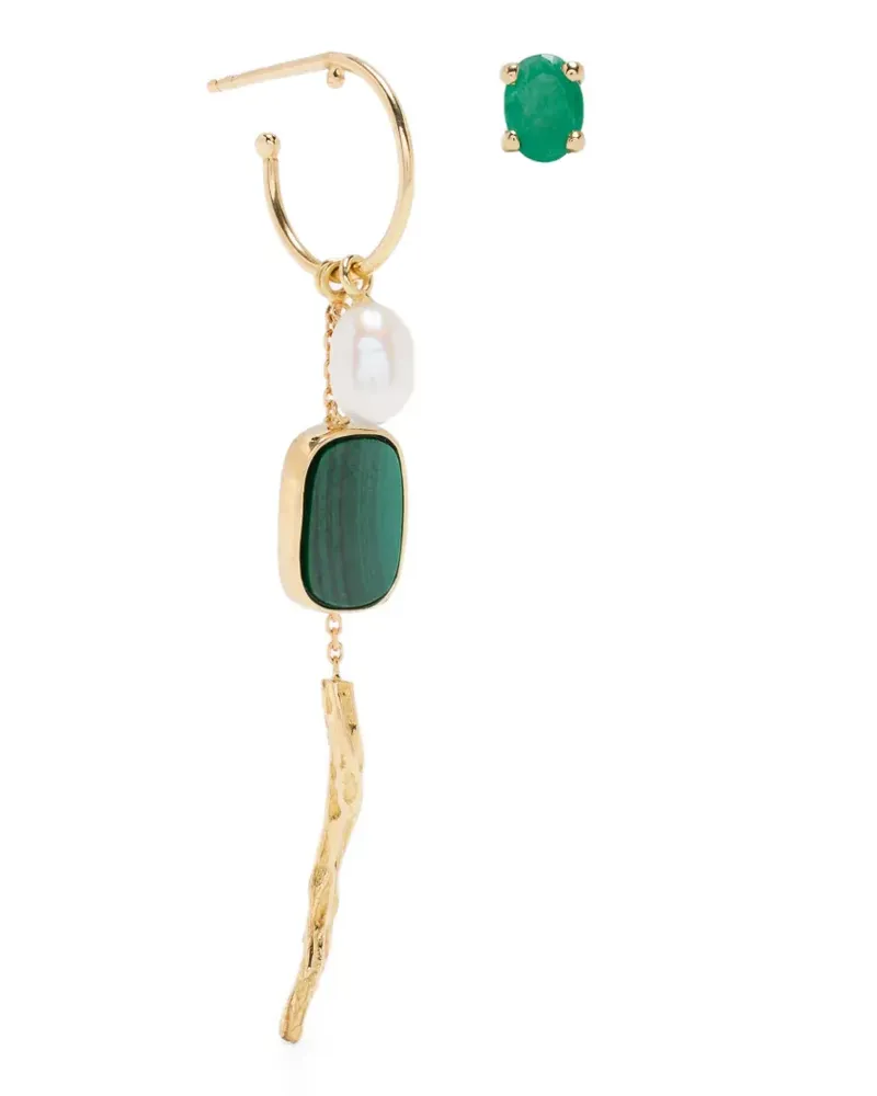 Wouters & Hendrix Asymmetrische 18kt Gelbgoldohrringe mit Schmucksteinen Gold