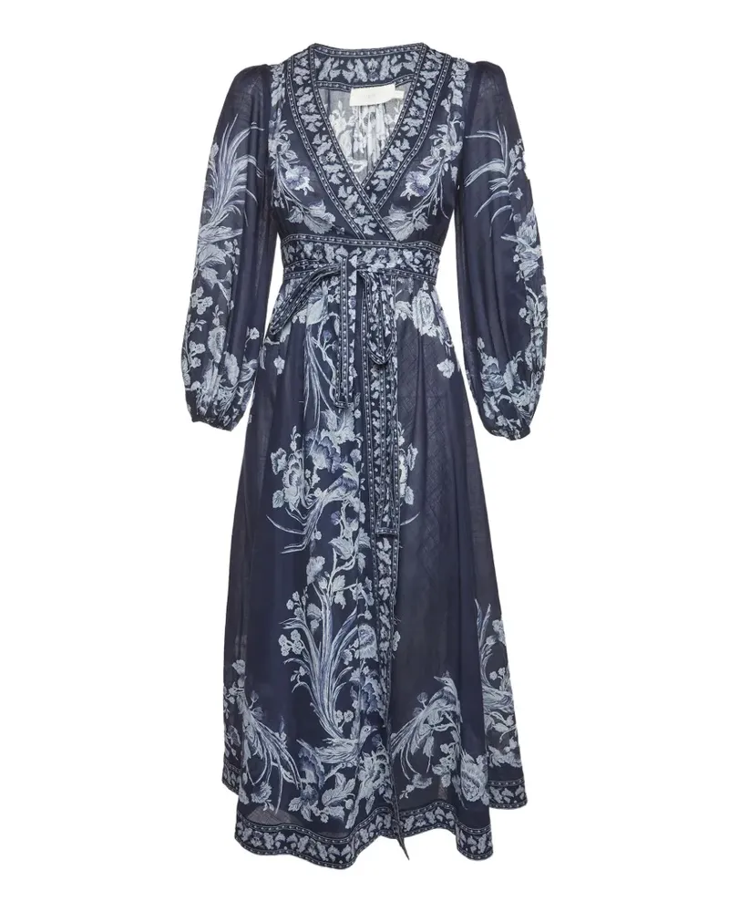 Zimmermann Aliane floral-print wrap midi dress - Blau Blau