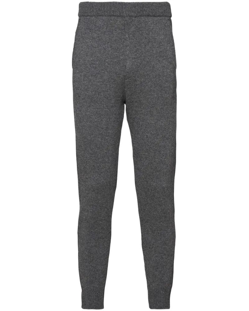 Prada Kaschmirhose mit Logo-Stickerei - Grau Grau