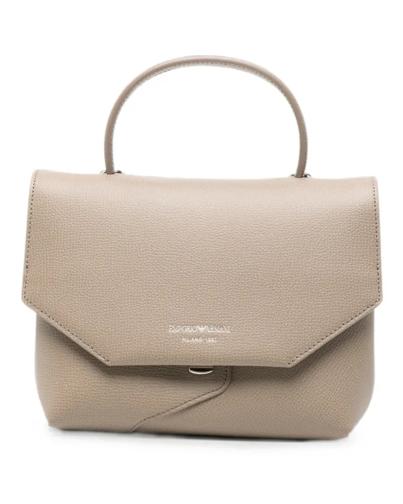 Emporio Armani grained-leather mini tote bag - Nude Nude