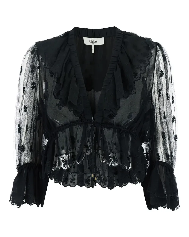Chloé Bluse mit Rüschen - Schwarz Schwarz