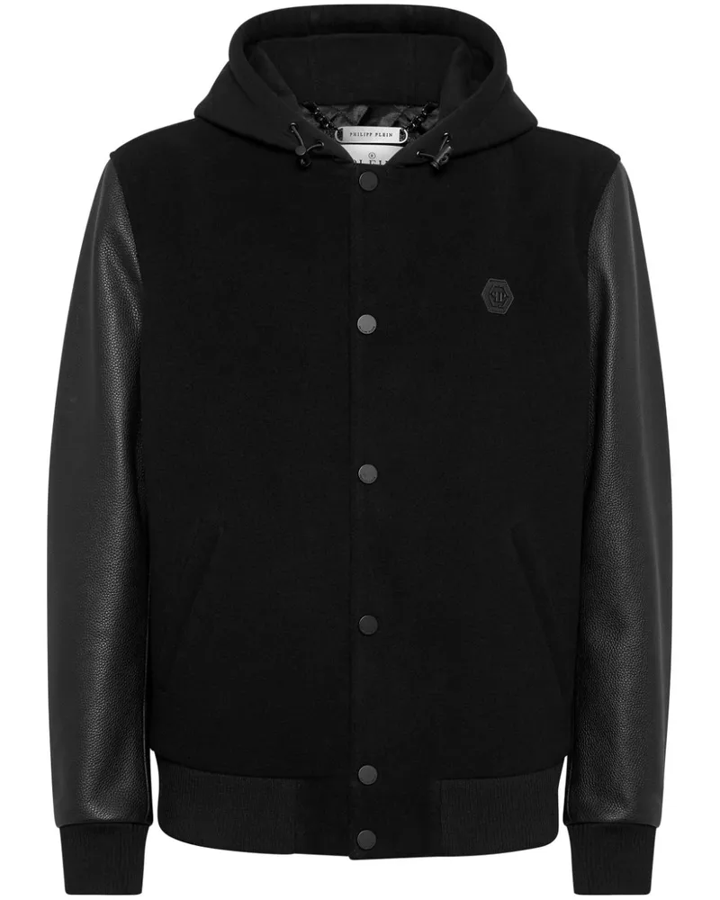 Philipp Plein Kapuzenjacke mit Logo-Applikation - Schwarz Schwarz