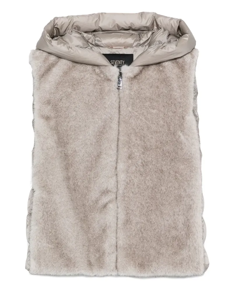Seventy Faux-Fur-Weste mit Kapuze - Grau Grau