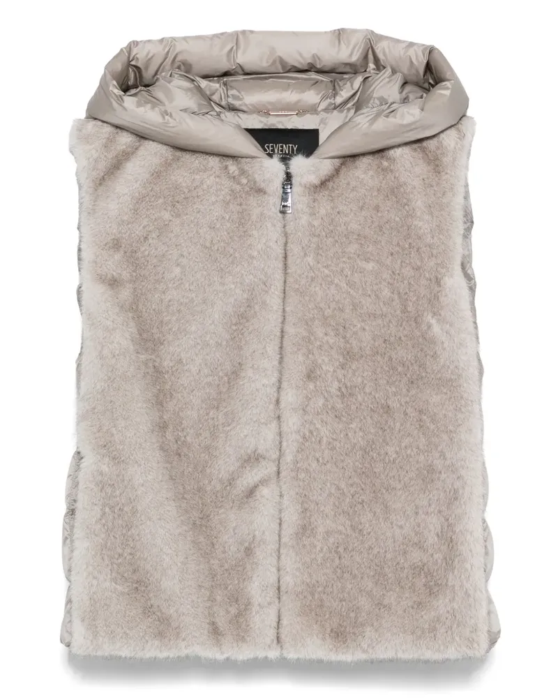 Seventy Faux-Fur-Weste mit Kapuze - Grau Grau