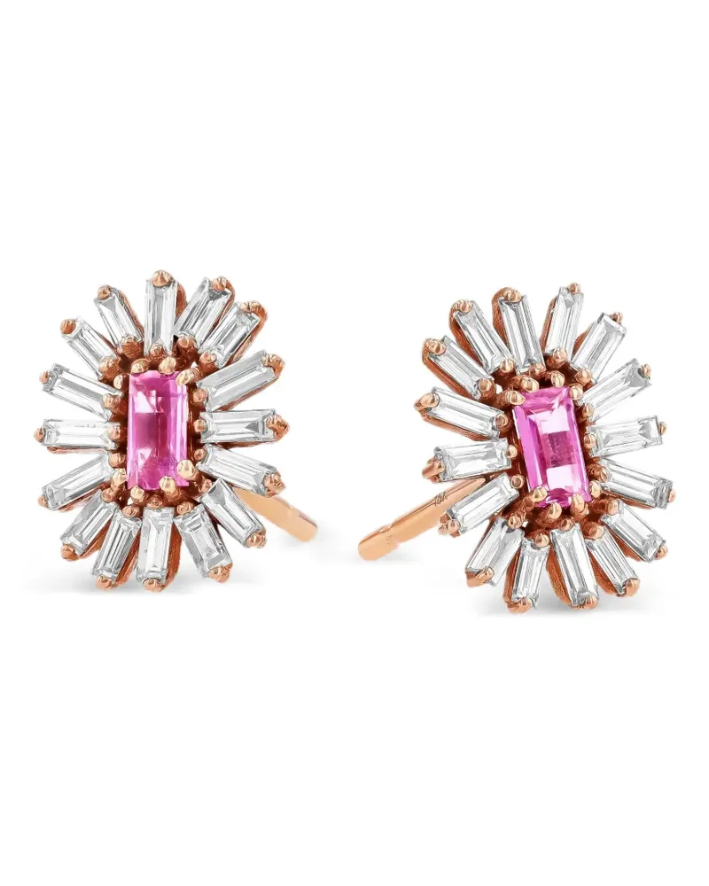 Suzanne Kalan 18kt Bold Spark Rotgoldohrringe mit Diamanten und Saphir - Rosa Rosa