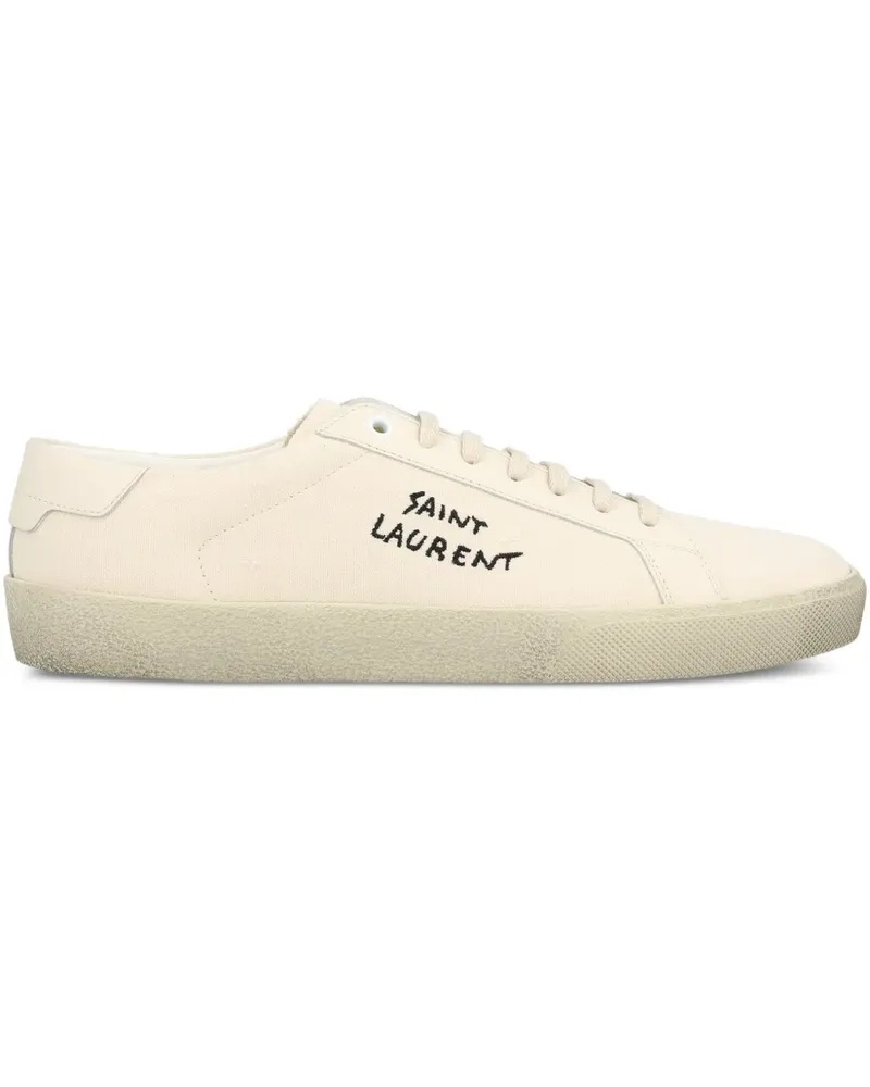 Saint Laurent Court Sneakers mit Logo-Stickerei - Nude Nude