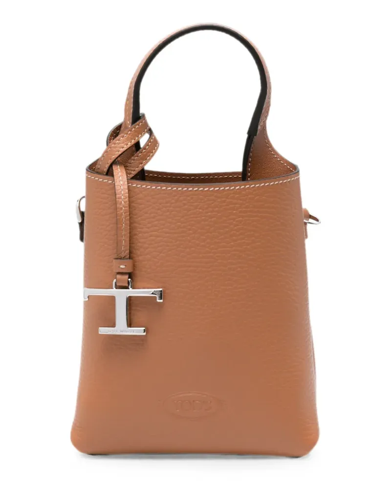 TOD'S micro T Timeless leather tote bag - Braun Braun