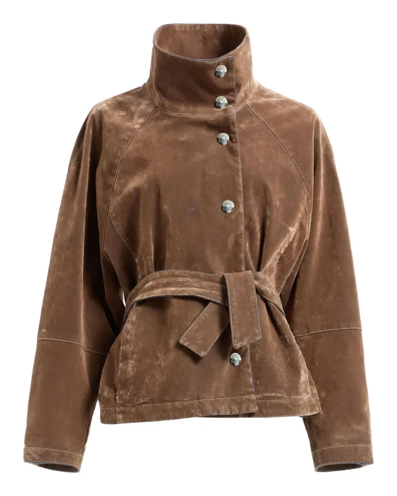 Elie Saab Beflockte Jeansjacke - Braun Braun