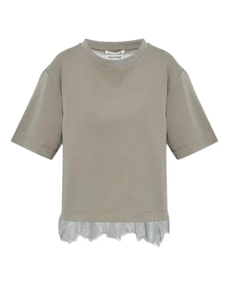MUNTHE T-Shirt mit Spitzenbesatz - Grau Grau