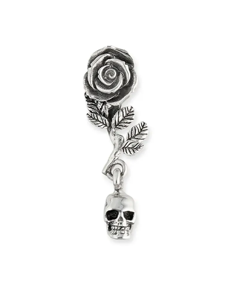 Emanuele Bicocchi Ohrring mit Rosen- und Totenkopfmotiv - Silber Silber