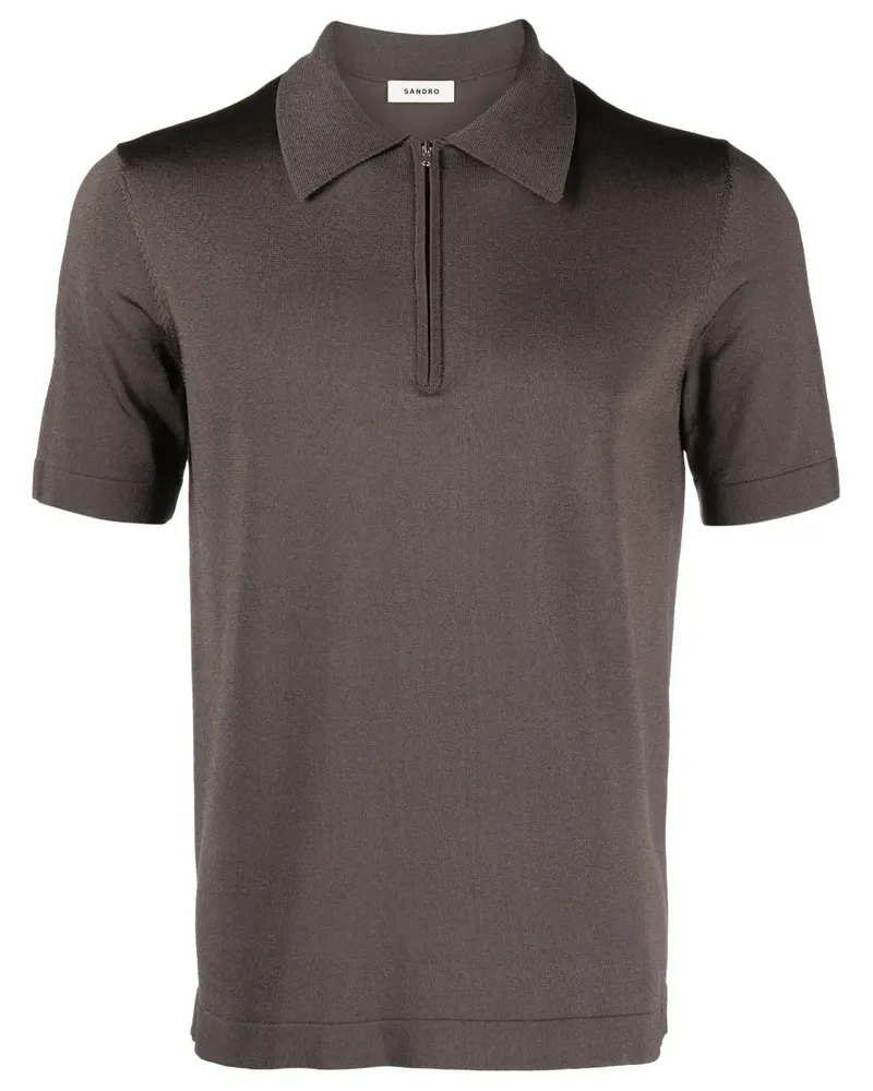Sandro Gestricktes Poloshirt mit Reißverschluss - Braun Braun