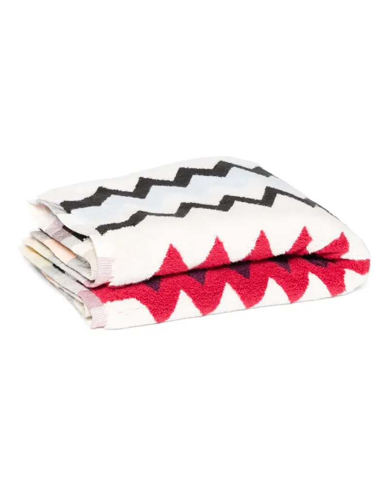 Missoni Home Badetuch mit Zickzackmuster (91cm x 62cm) - Weiß Weiß