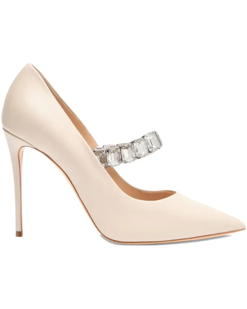 Casadei Spitze Julia Minorca Pumps mit Kristallen 100mm - Weiß Weiß