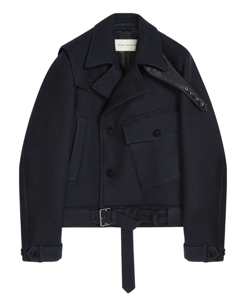 Dries van Noten Doppelreihiger Mantel mit Gürtel - Schwarz Schwarz