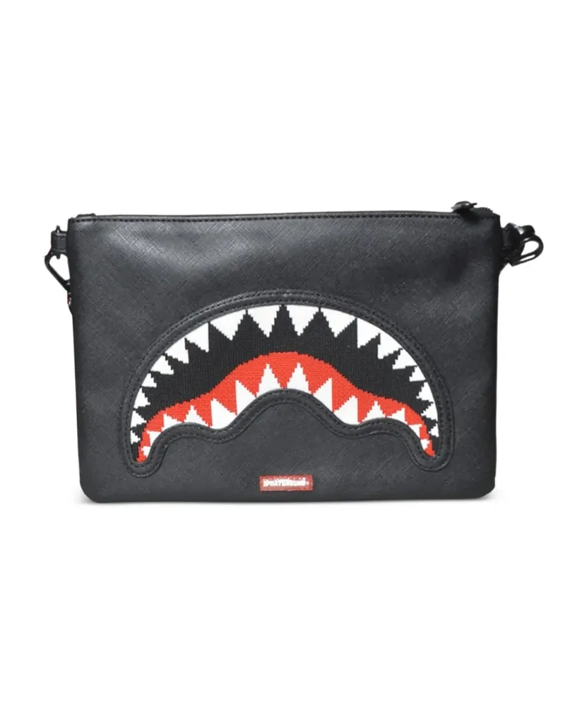 Sprayground Clutch mit Hai-Detail - Schwarz Schwarz