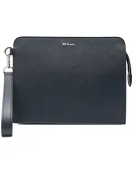 Kiton Clutch mit Logo Blau