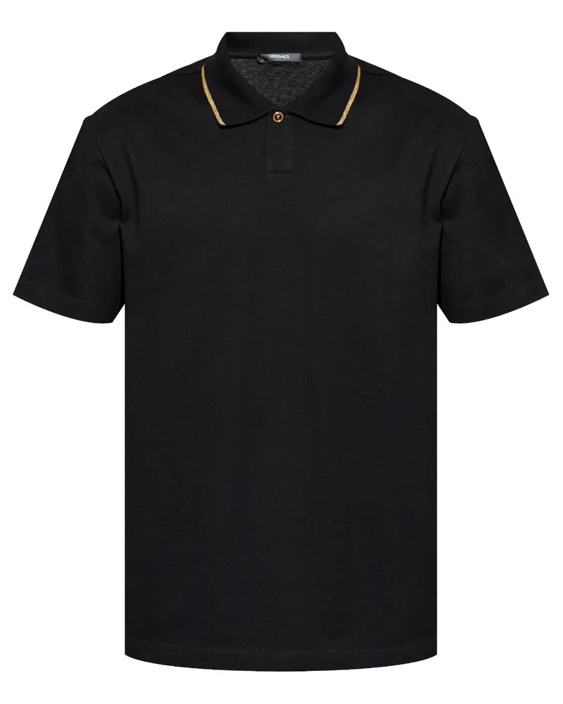 Versace Poloshirt mit Streifendetail - Schwarz Schwarz