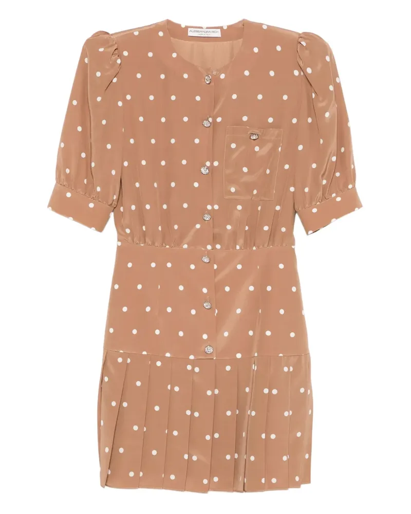 Alessandra Rich Minikleid mit Polka Dots - Braun Braun