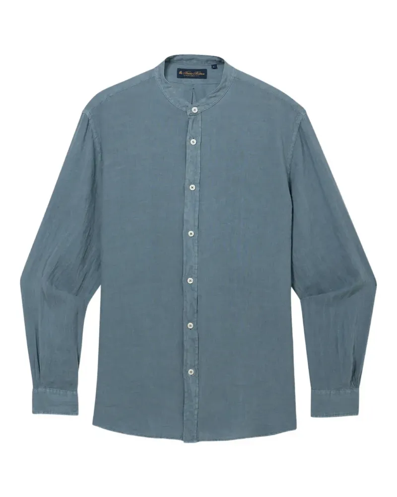 Brooks Brothers Leinenhemd mit Stehkragen - Blau Blau