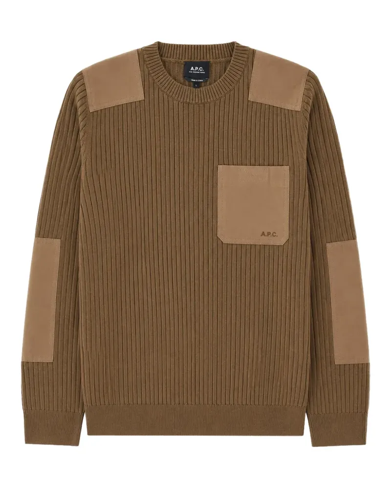 A.P.C. ribbed-knit panelled sweater - Braun Braun