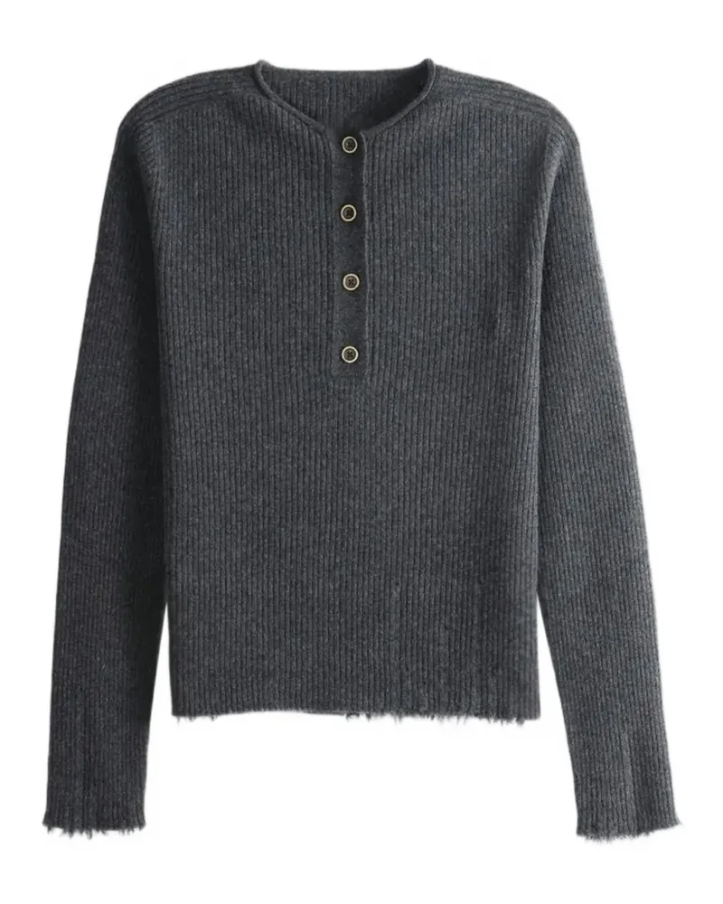 Uma Wang Gerippter Pullover im Distressed-Look - Grau Grau