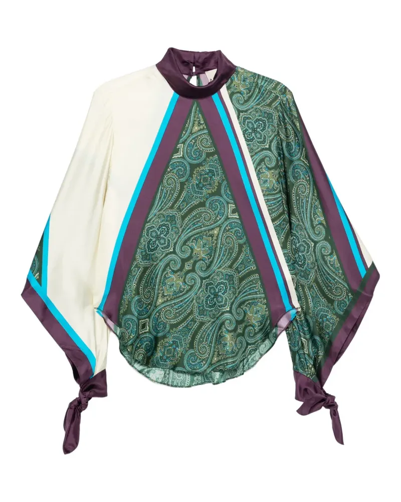 ALEMAIS Joni Seidenoberteil mit Paisley-Print - Grün Grün