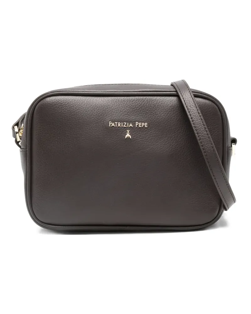 Patrizia Pepe zipped leather cross body bag - B856 DEEP CHOCOLATE B856