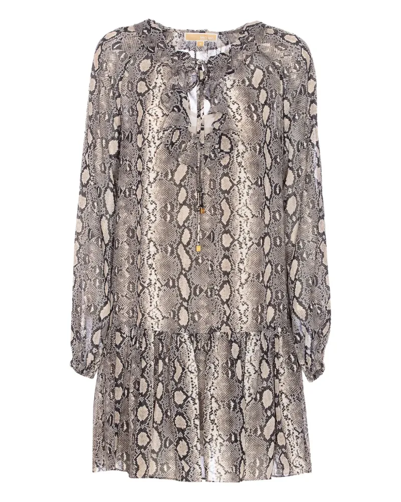 Michael Kors Gerüschtes Kleid mit Schlangen-Print - Grau Grau