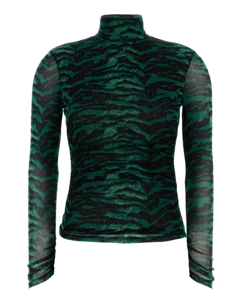 Diane von Furstenberg Logan Mesh-Oberteil mit Tiger-Print - Grün Grün