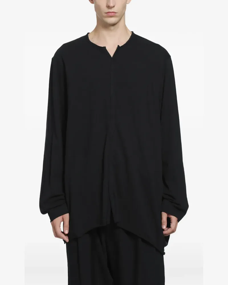 Ziggy Chen Langarmshirt mit V-Ausschnitt - Schwarz Schwarz