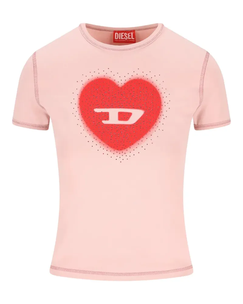 Diesel Kurzärmeliges T-Shirt mit Logo-Print - Rosa Rosa
