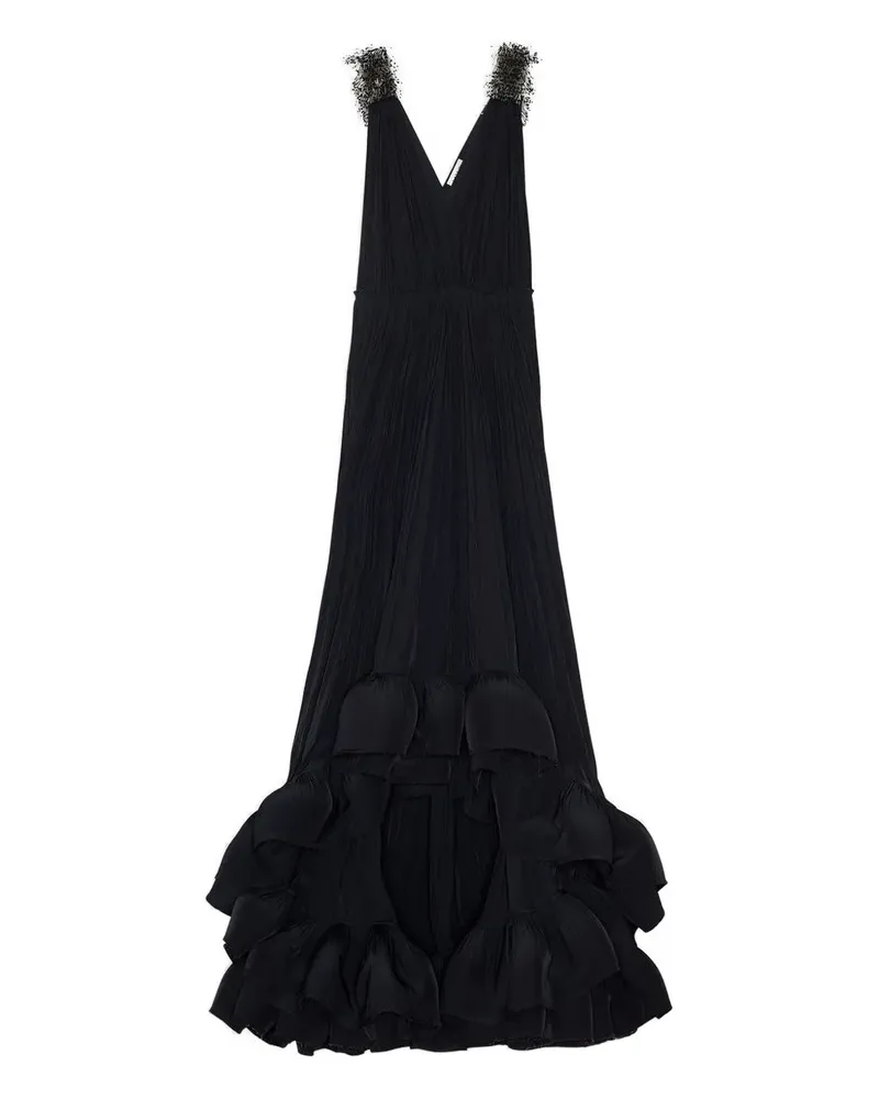 Lanvin embellished pleated gown - Schwarz Schwarz